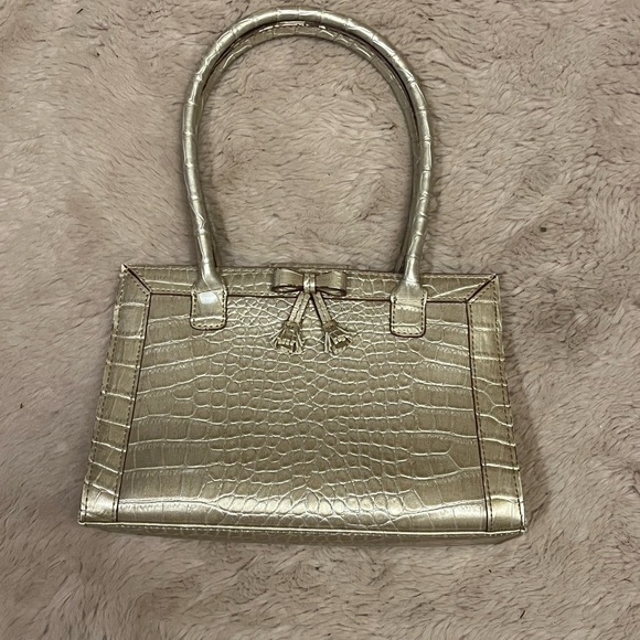 Liz Claiborne Handbags - LIZ Claiborne Gold faux croc shoulder bag